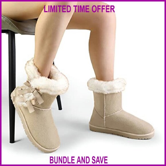 Women's Mid-Calf Winter Boots with Fur Lining, Non-Slip Rubber Sole - Picture 7 of 8